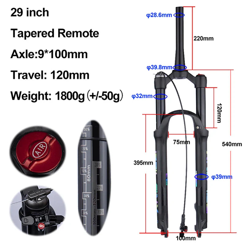 rebound adjustable mtb air front suspension