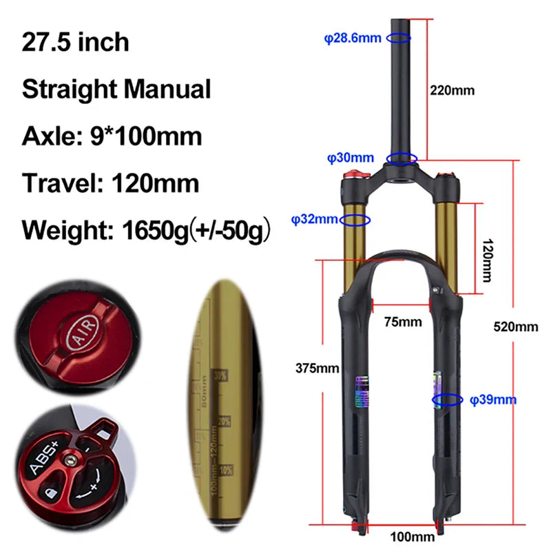 rebound adjustable mtb air front suspension