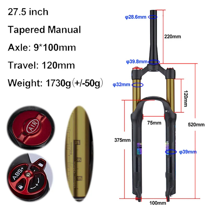rebound adjustable mtb air front suspension