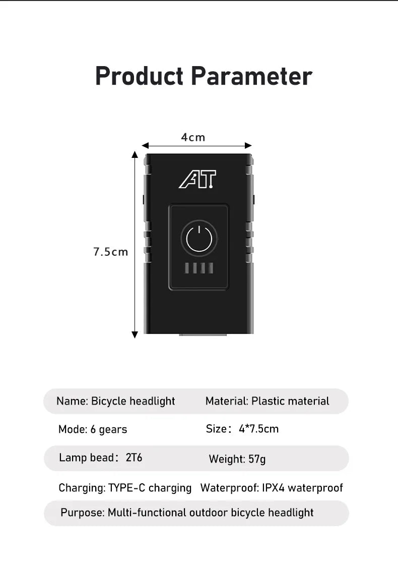Rechargeable T6 LED Bike Headlight