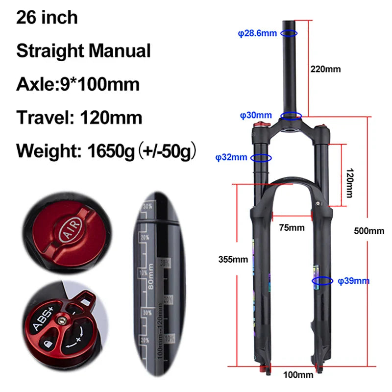 rebound adjustable mtb air front suspension