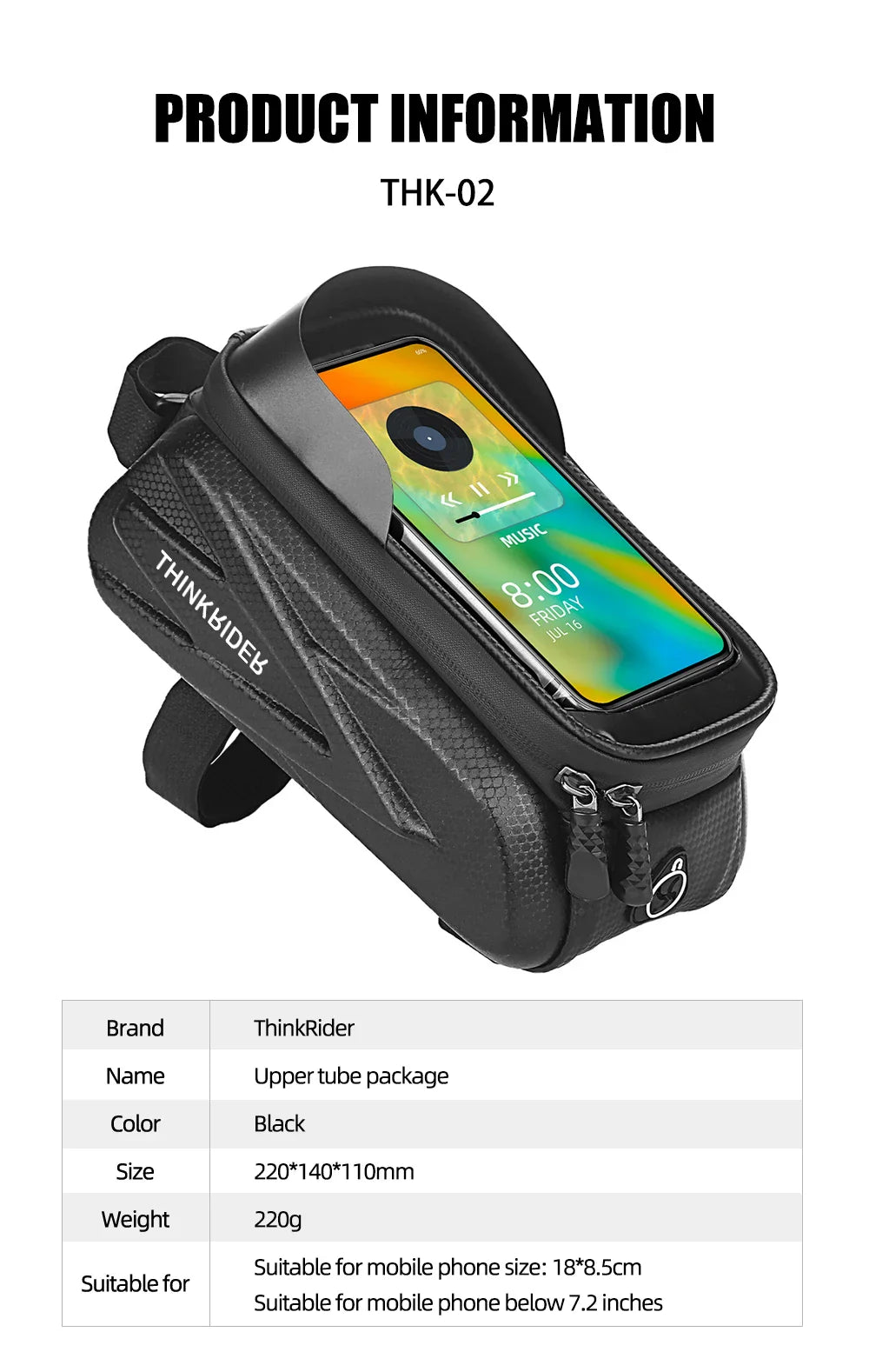 ThinkRider 2L Waterproof Bike Frame Bag