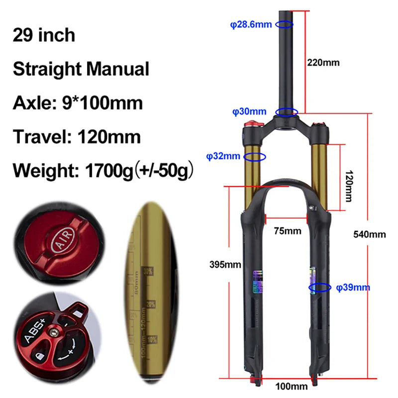 rebound adjustable mtb air front suspension
