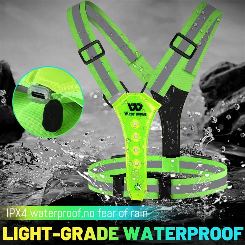 USB Rechargeable LED Reflective Safety Vest