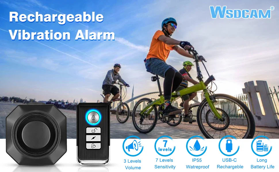 wsdcam bicycle alarm vibration alarm waterproof