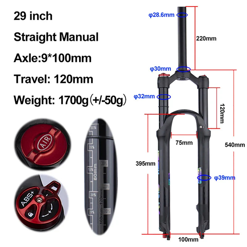 rebound adjustable mtb air front suspension
