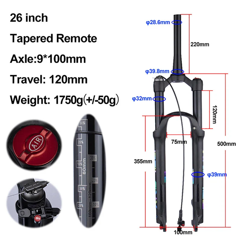 rebound adjustable mtb air front suspension