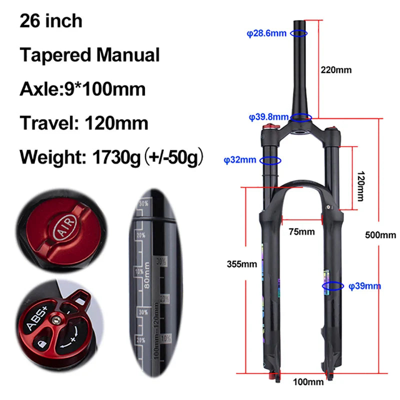 rebound adjustable mtb air front suspension
