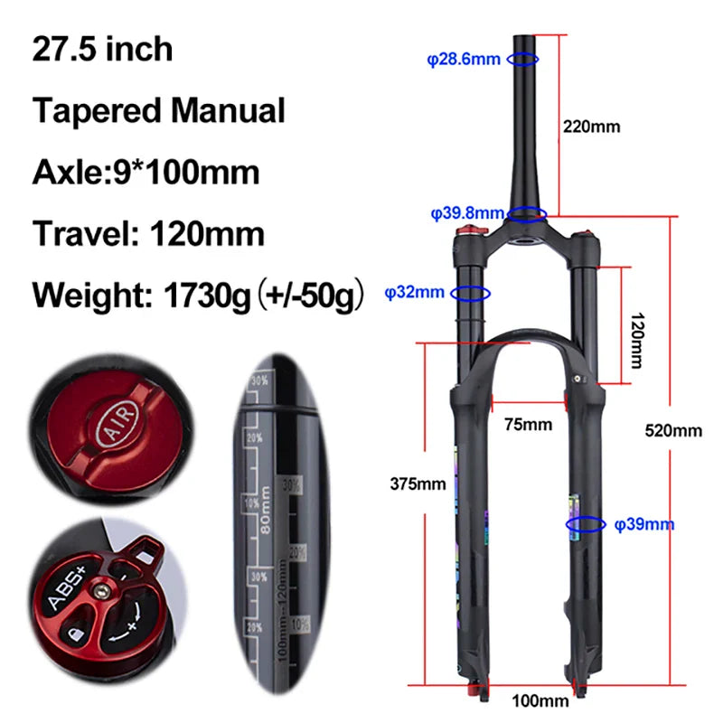 rebound adjustable mtb air front suspension