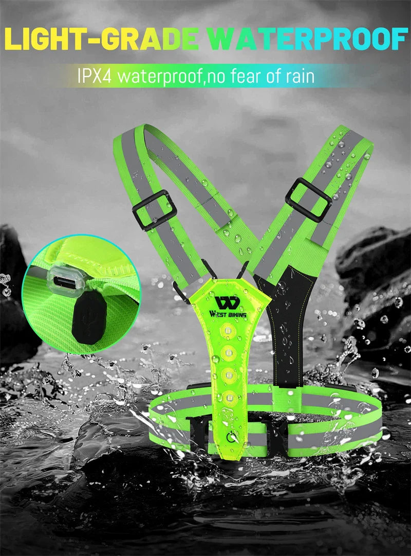USB Rechargeable LED Reflective Safety Vest