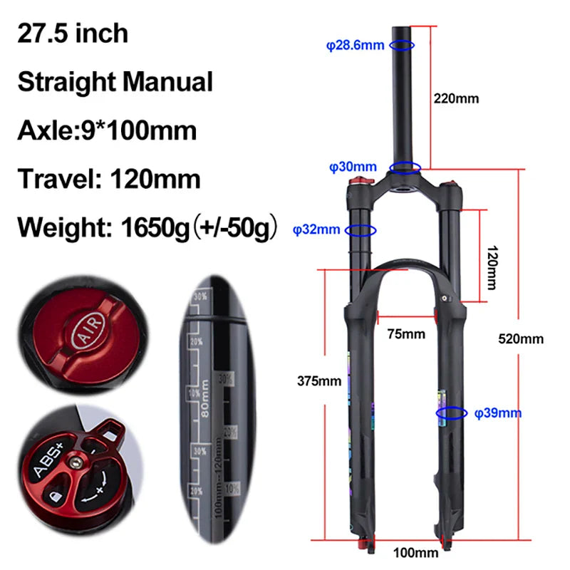 rebound adjustable mtb air front suspension