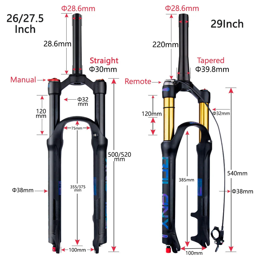 rebound adjustable mtb air front suspension