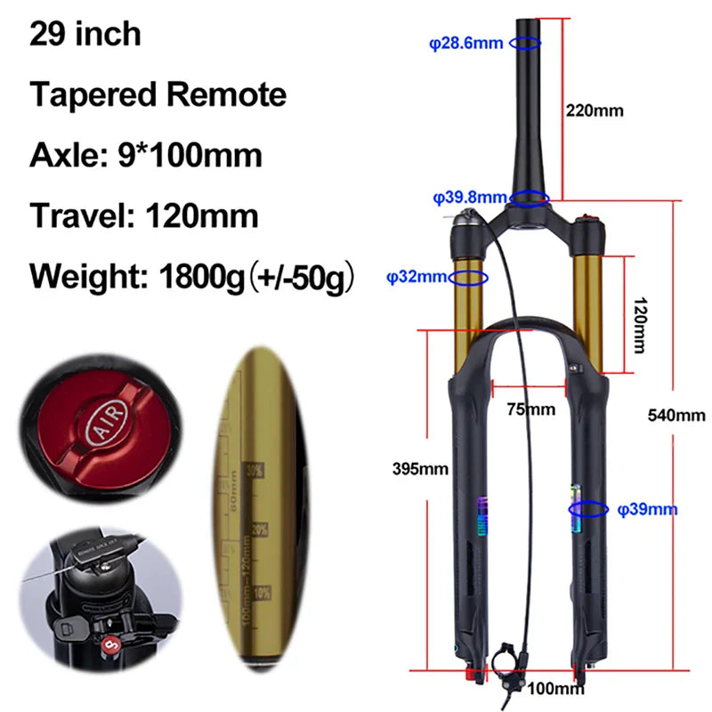 rebound adjustable mtb air front suspension