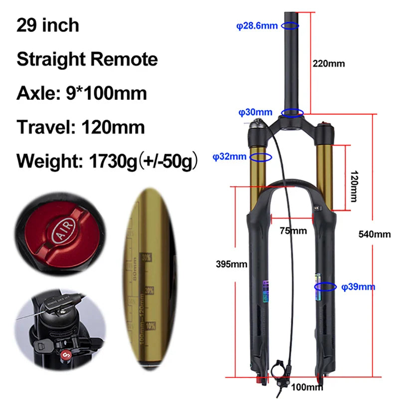 rebound adjustable mtb air front suspension