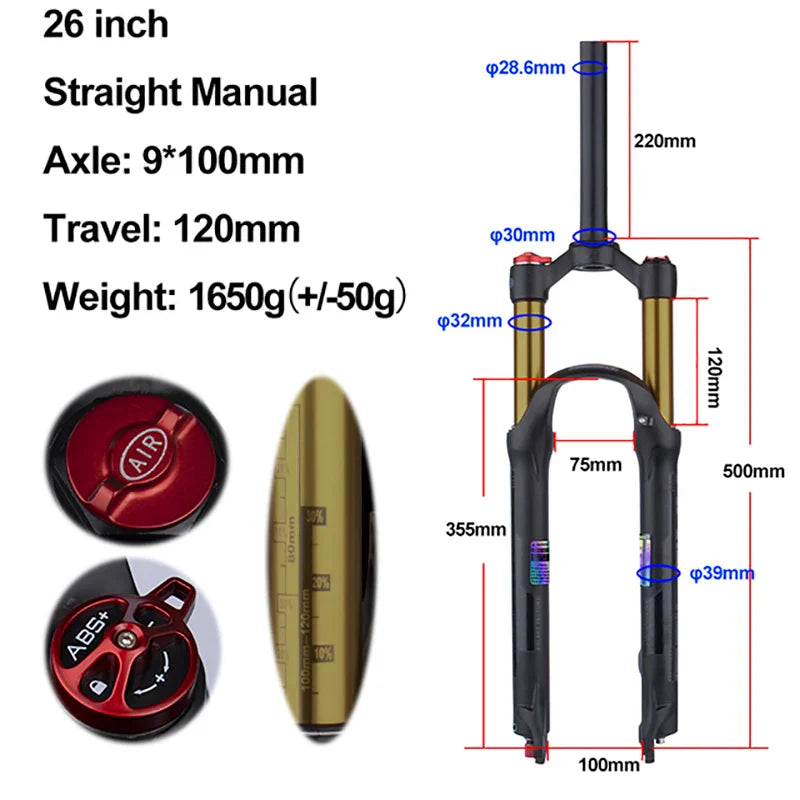 rebound adjustable mtb air front suspension