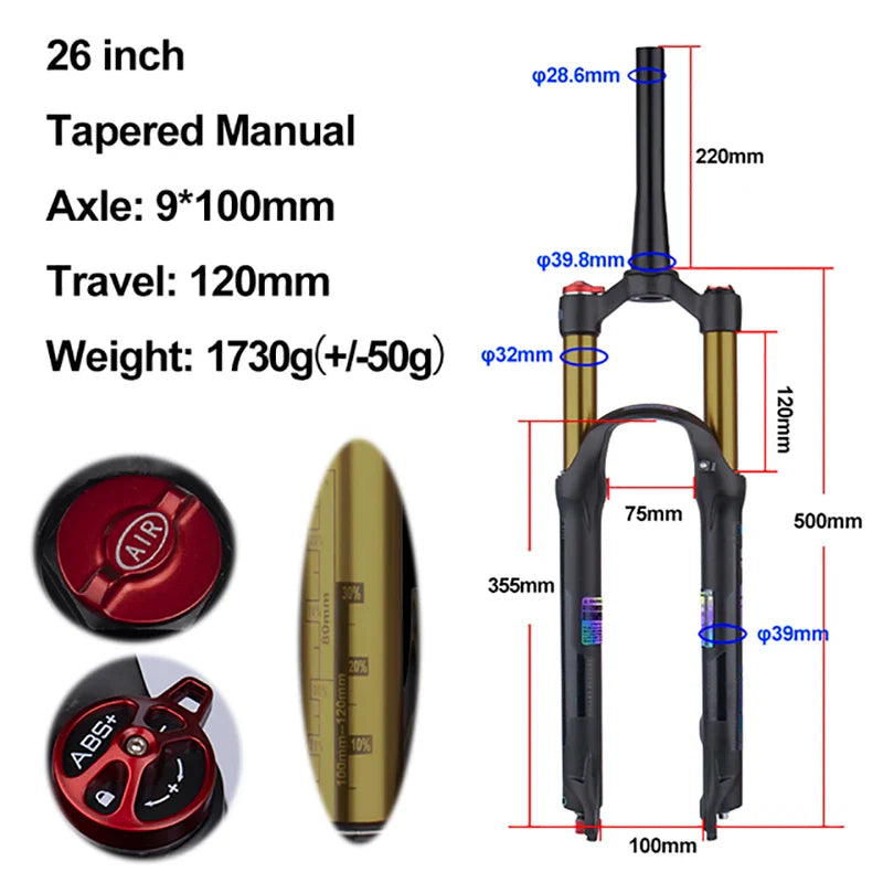 rebound adjustable mtb air front suspension