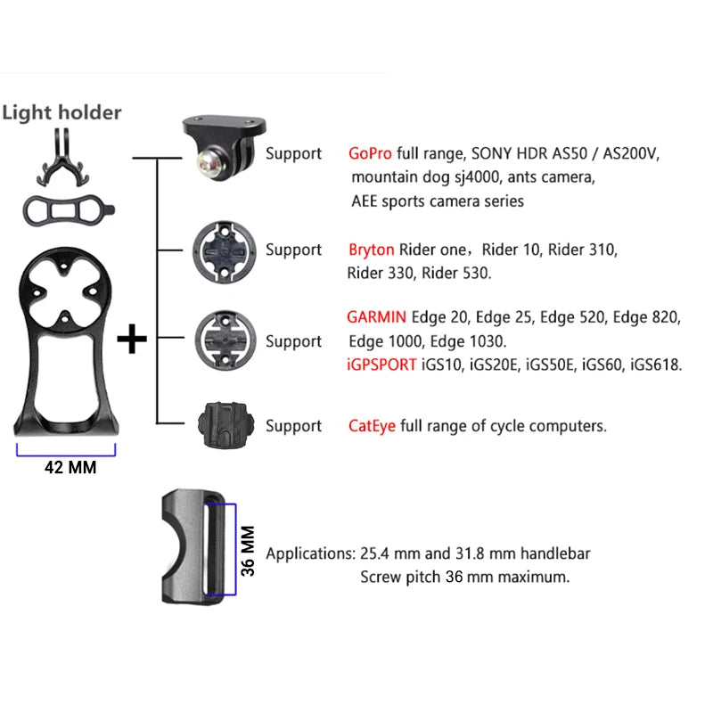 Bike Stem Extension: Aluminum Alloy Computer Mount, GPS