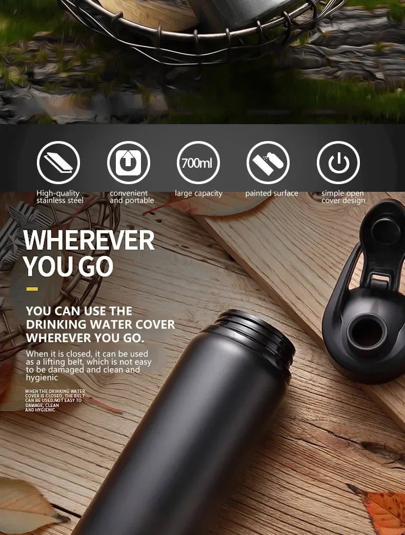 Portable Stainless Steel Water Bottle: Bicycle Riding, Outdoor Sports