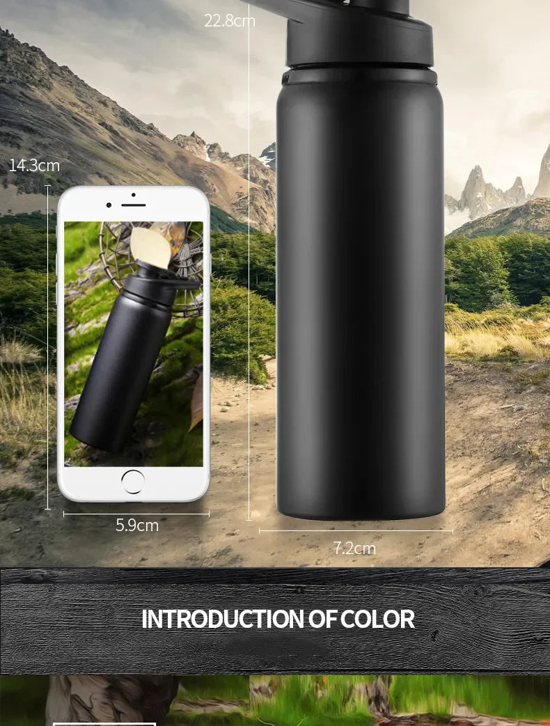 Portable Stainless Steel Water Bottle: Bicycle Riding, Outdoor Sports
