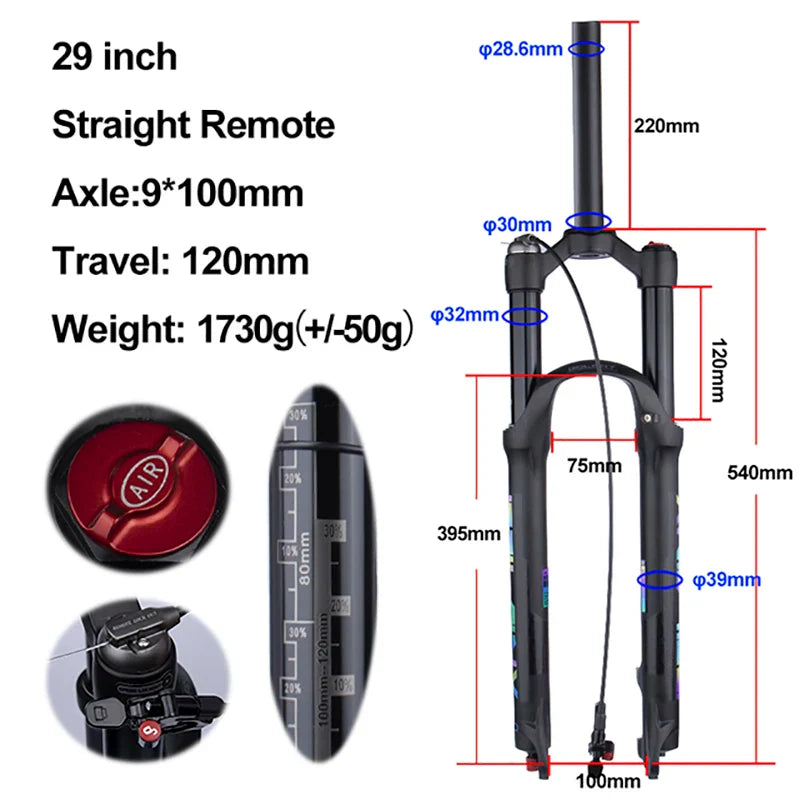 rebound adjustable mtb air front suspension