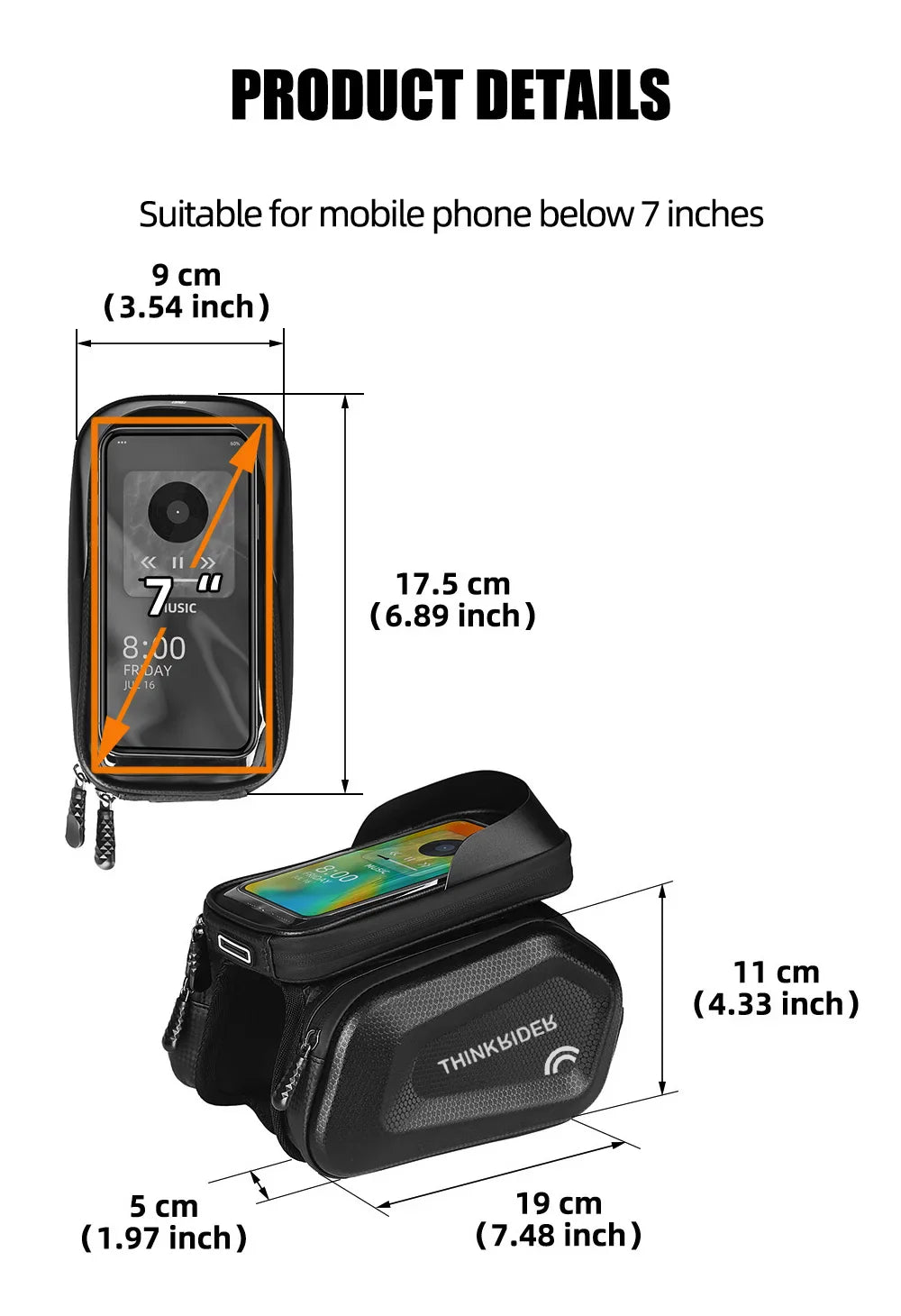 ThinkRider 2L Waterproof Bike Frame Bag