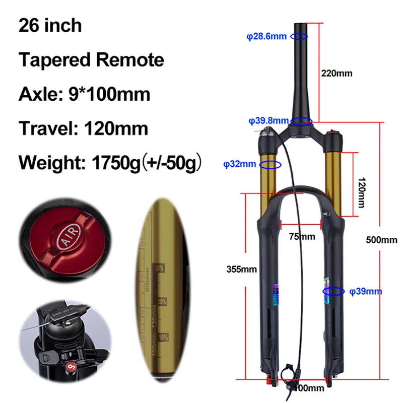 rebound adjustable mtb air front suspension