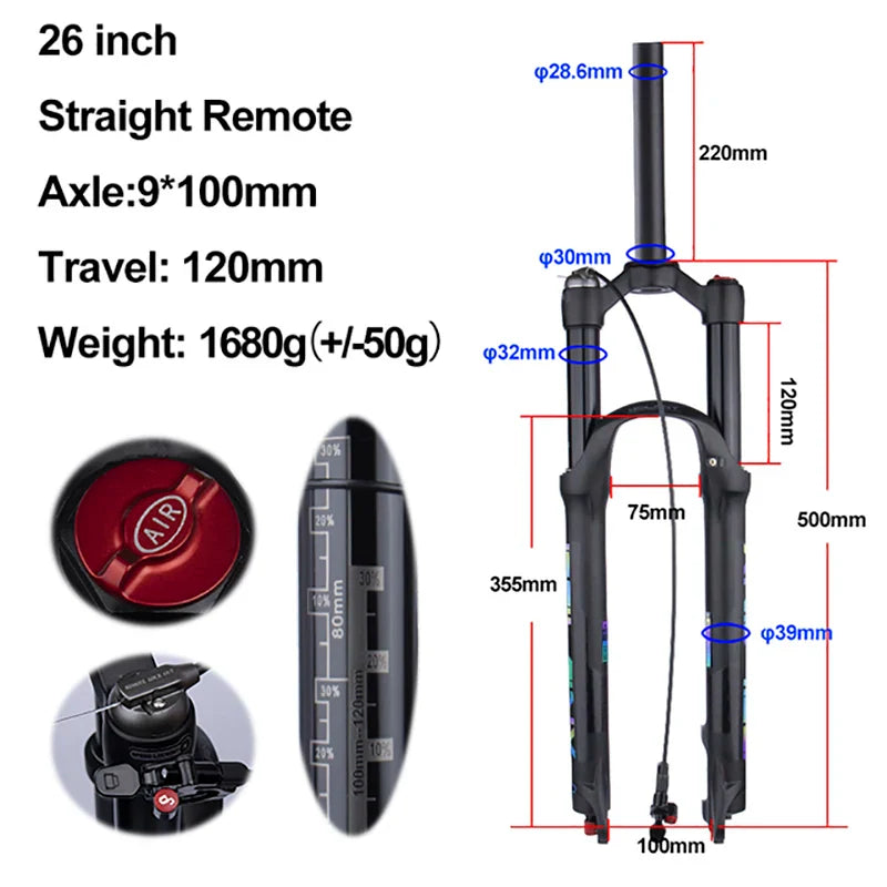 rebound adjustable mtb air front suspension