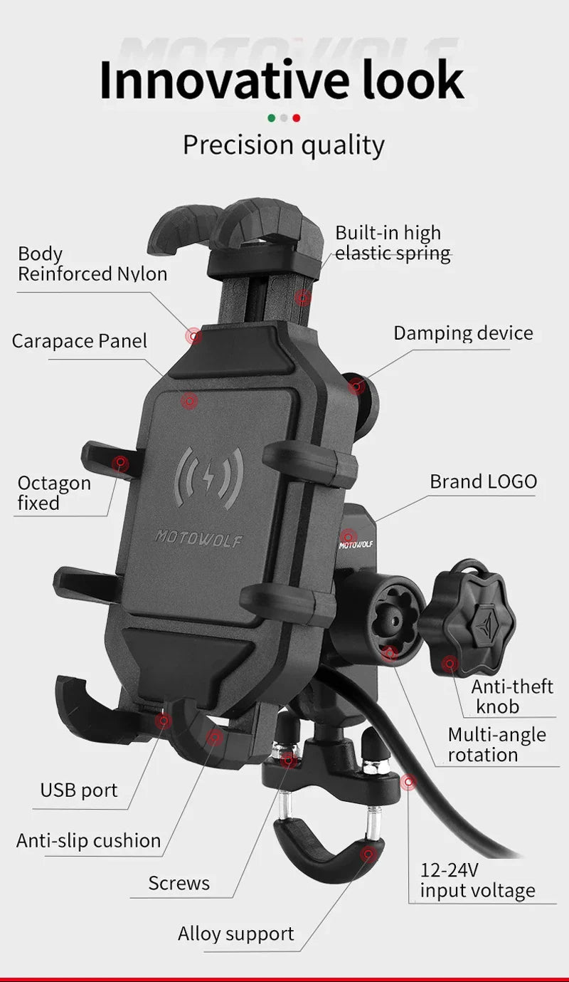 Motorcycle Wireless Charging Phone Holder