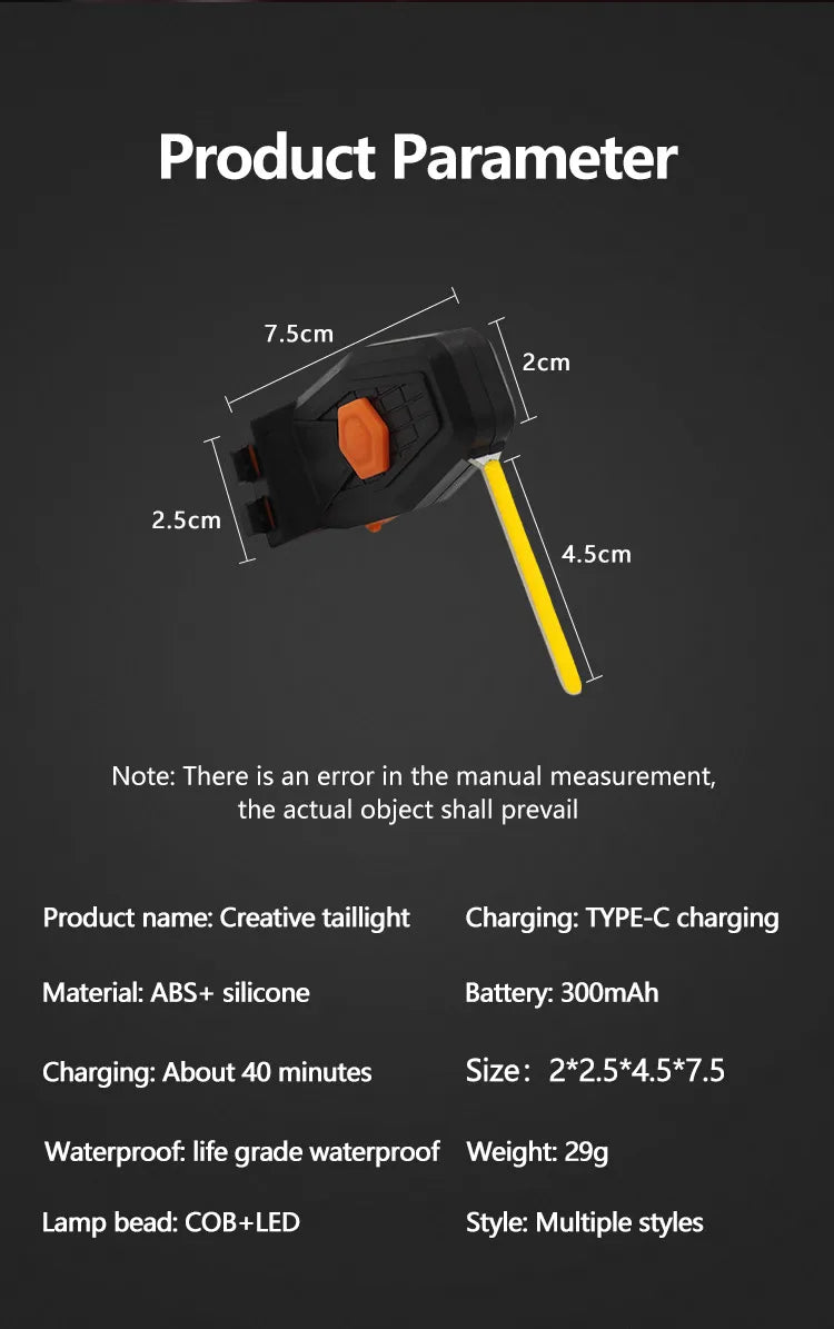 usb rechargeable led bike taillight