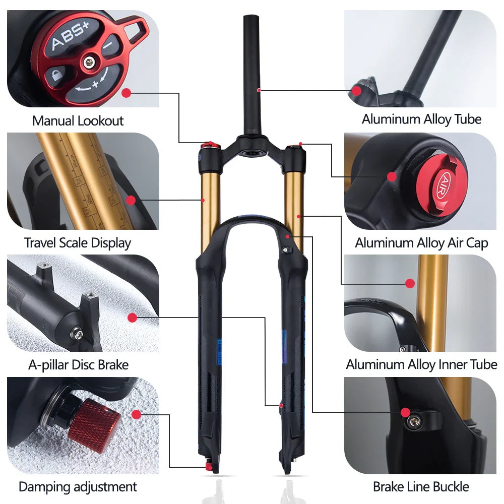 rebound adjustable mtb air front suspension