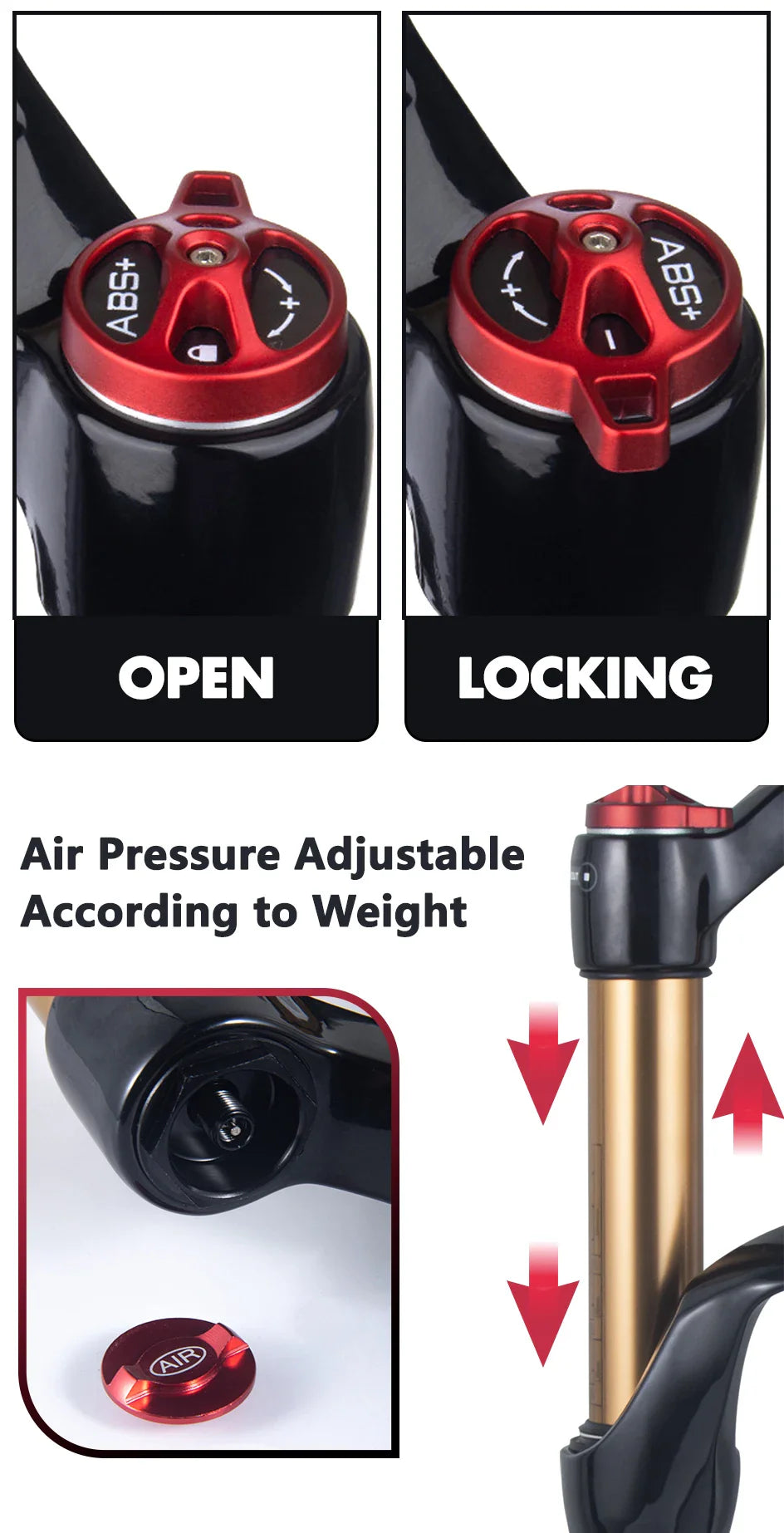 rebound adjustable mtb air front suspension