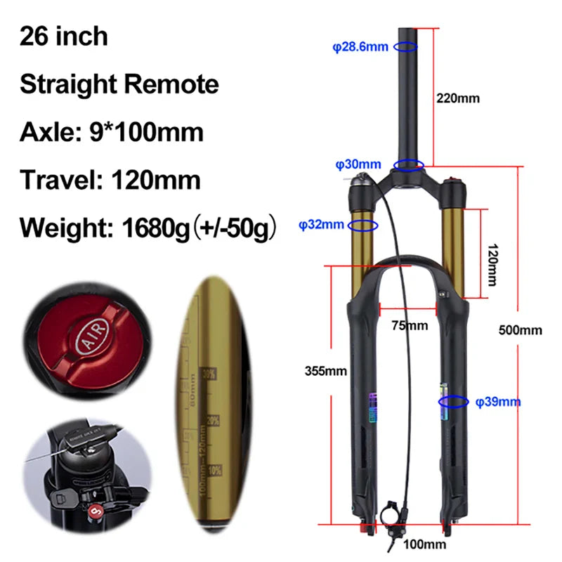 rebound adjustable mtb air front suspension