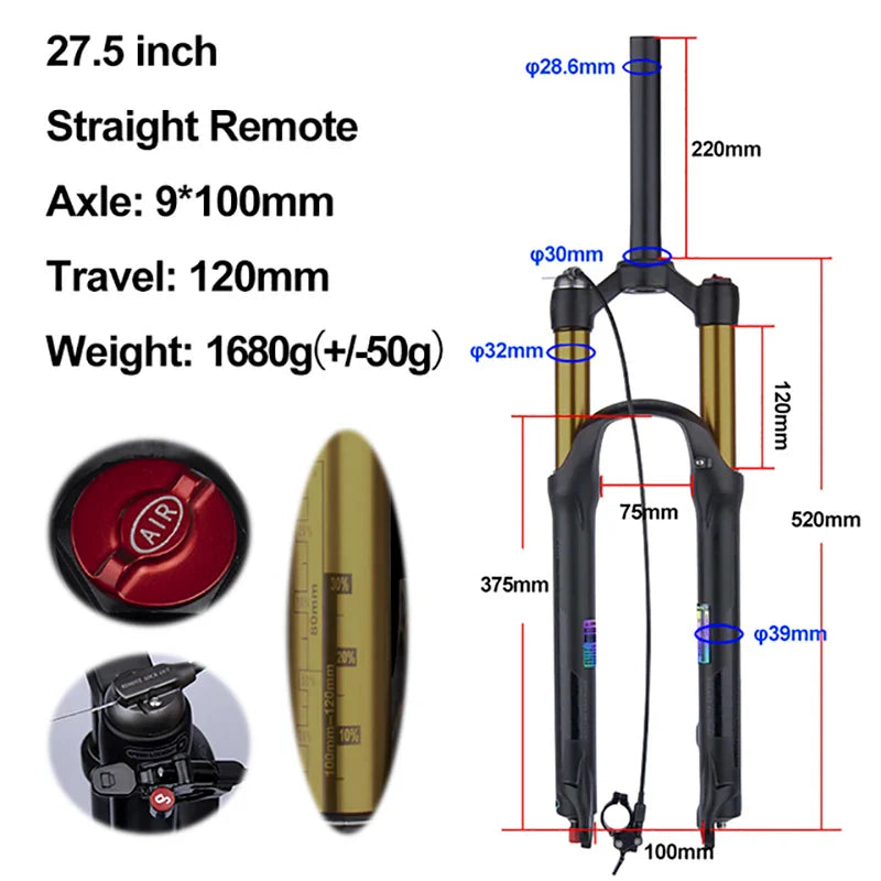 rebound adjustable mtb air front suspension