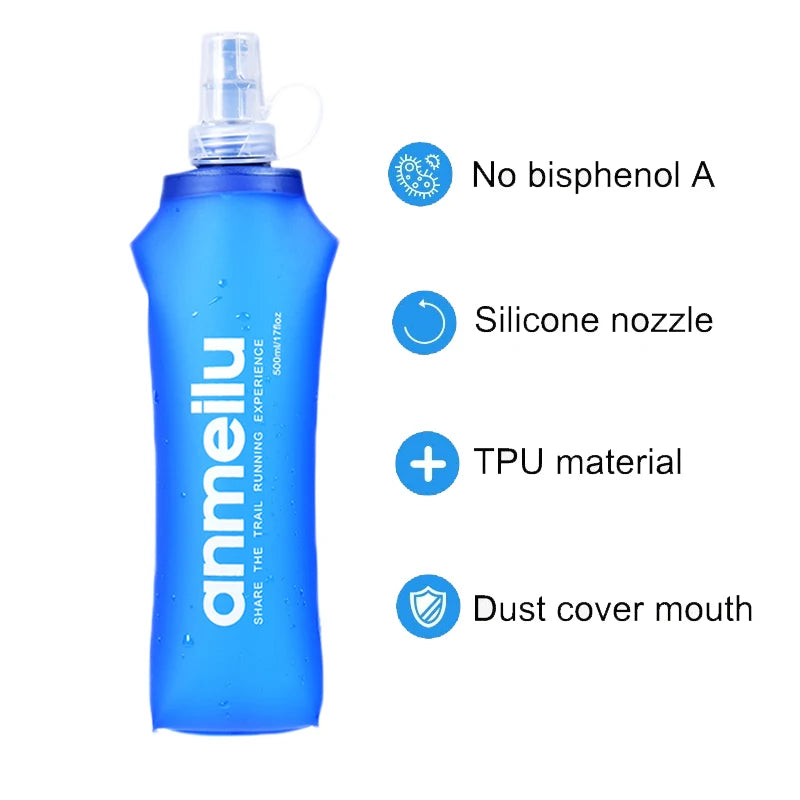 250/500ml Ultralight Foldable Water Bottle: BPA-Free, Straw