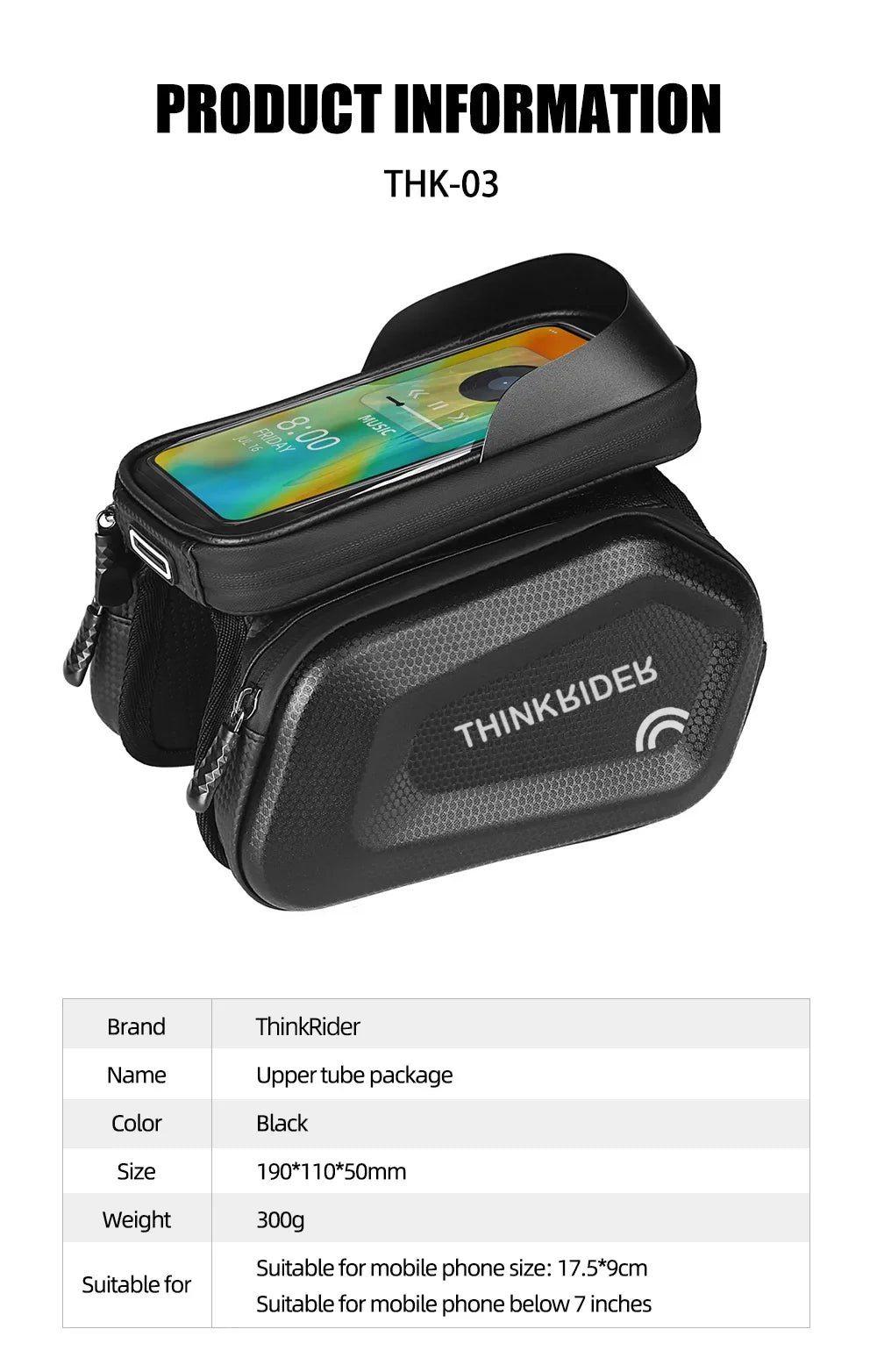ThinkRider 2L Waterproof Bike Frame Bag