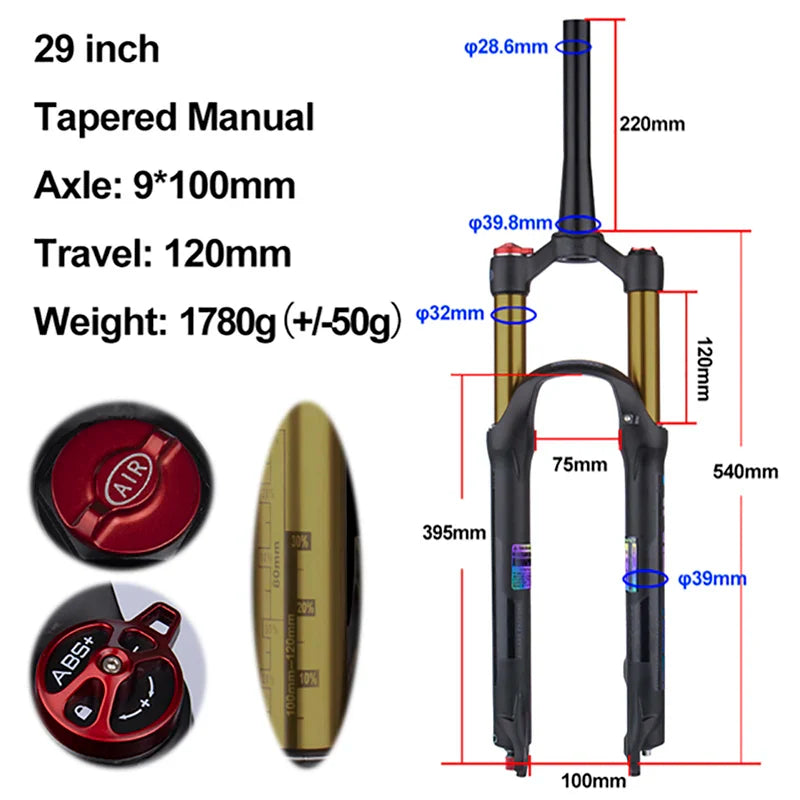 rebound adjustable mtb air front suspension